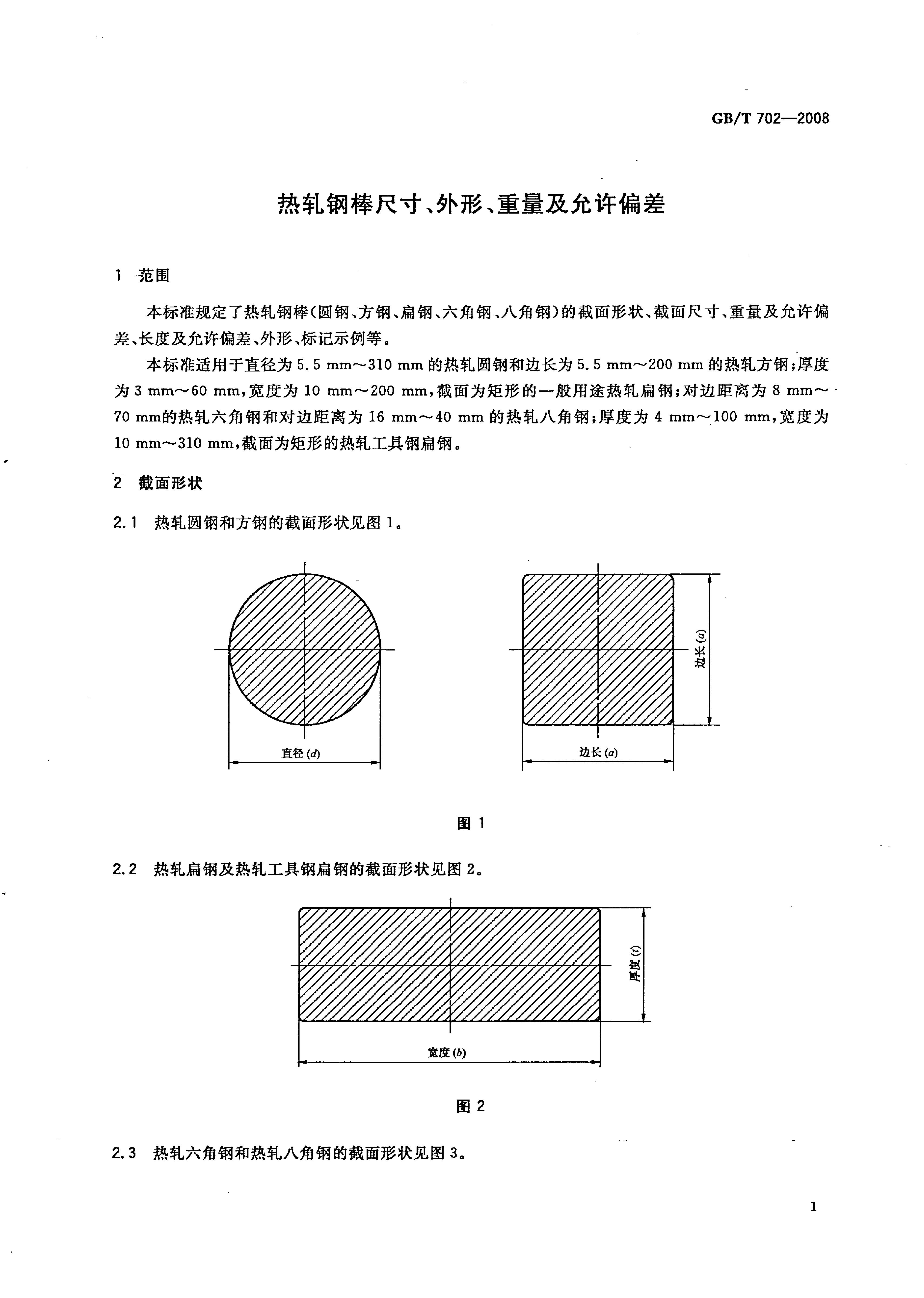 熱軋鋼棒尺寸、外形、重量及允許偏差國標 GBT 702-2008 代替GBT 702-20040003